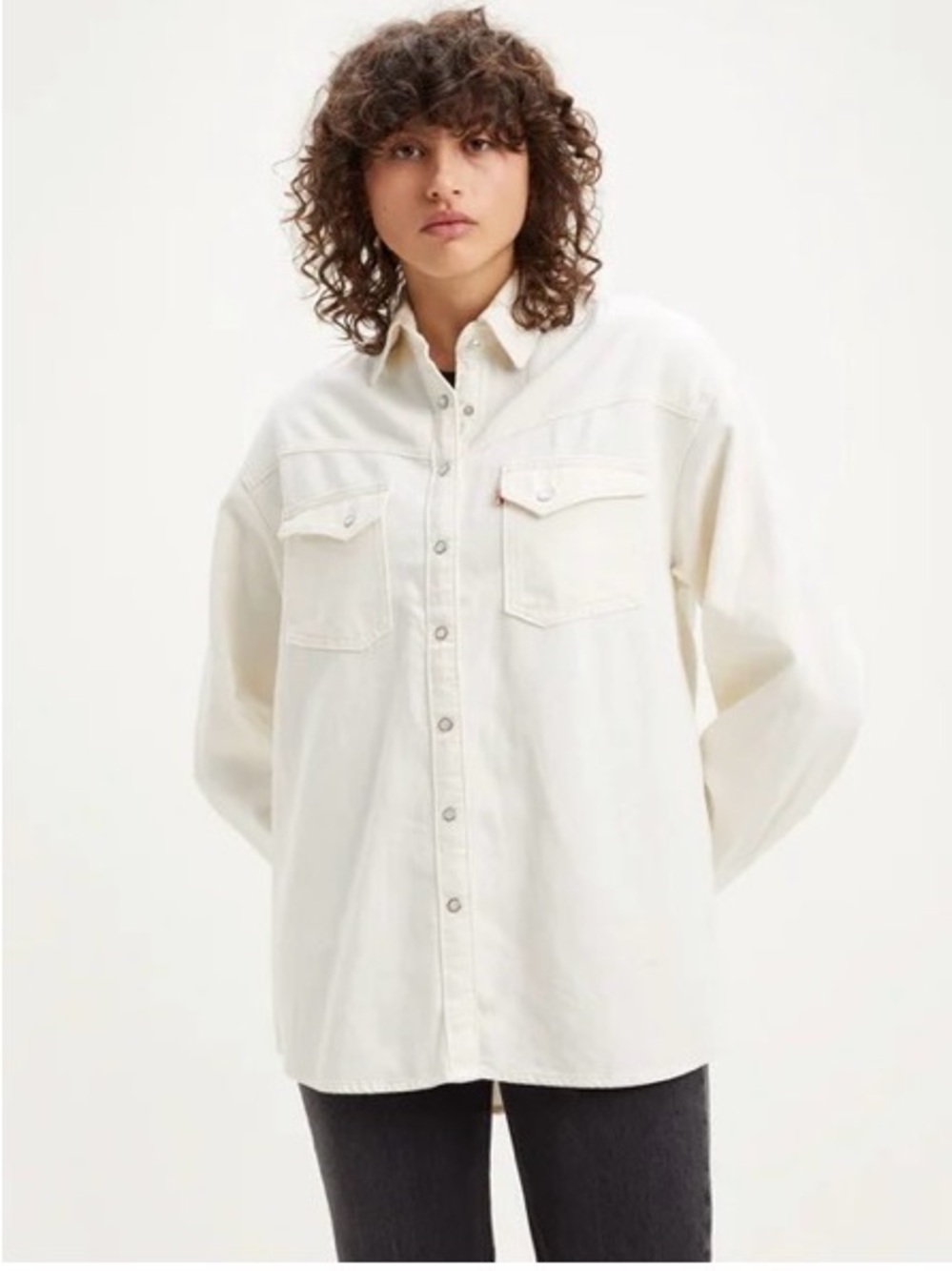 Levi’s Cream Dorsey Button-Front Oversized Shirt Jacket
